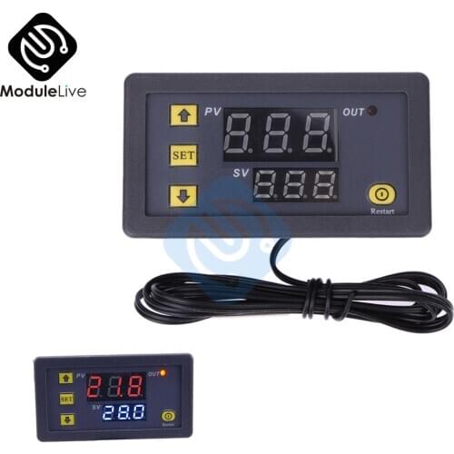 W3230 DC 12V Digital Thermostat Temperature Controller Temperature Measurement 1m Sensor Temperature Switch Heat Cooling Adjust