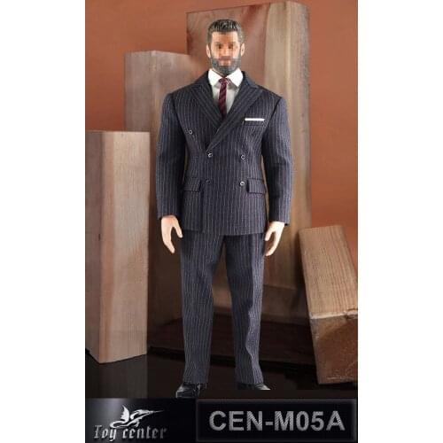 Toy Center CEN-M05 1/6 Scale Soldiers British Gentleman Striped Western Suit Shoes Clothes Set for TBLEAGUE Strong Body M34 M35