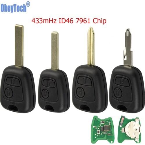 OkeyTech Remote Car Key For Peugeot 106 206 107 207 306 307 407 For Citroen 433mHz ID46 PCF7946 Chip Fob Blank Uncut Blade