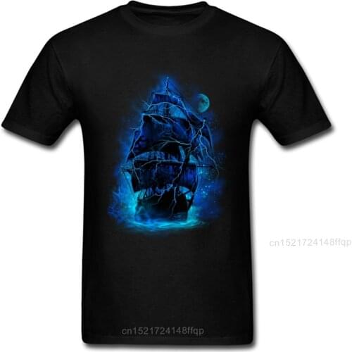 Pirate Storm T-shirt Ghost Ship T Shirt Print Men Tshirt Awesome Summer Clothes Cosplay Tops Cotton Tees 3D Cartoon Printed