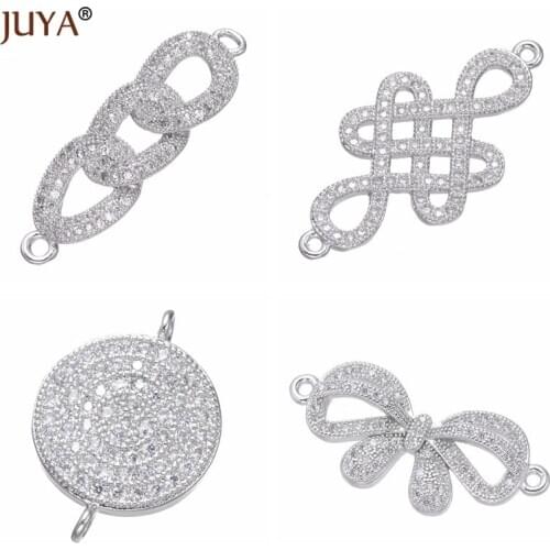 Juya Luxury Series Copper Zircon Connector Accessories For Jewelry Hand made DIY Making Bracelets Necklaces Earrings Charms