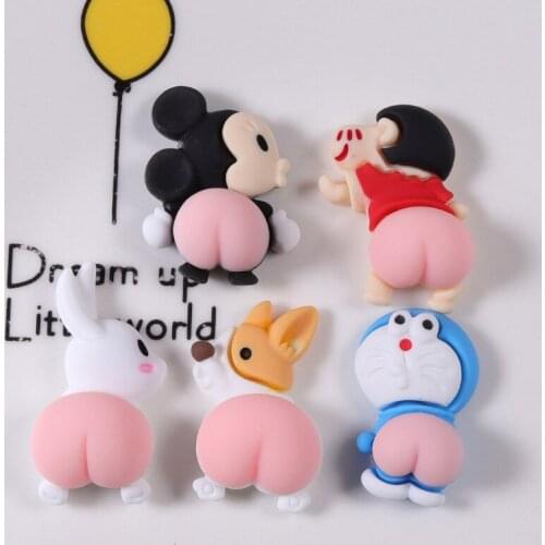 Kawaii Cartoon Animals ass Flat back Resin Cabochon Flatbacks Fit Phone Decoration DIY Scrapbooking Jewelry Charms Accessories