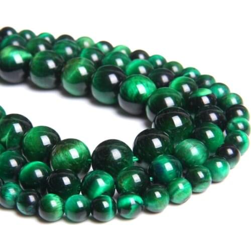 Natural Green Tiger Eye Round Stone Beads green Spacer loose Beads 4 6 8 10 12 MM bead DIY bracelet Necklace For Jewelry Making