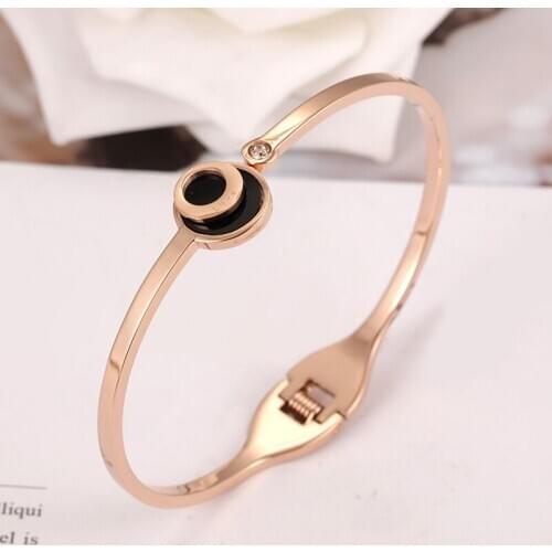 Fashion Women High Quality Rose Gold Crystal shell 316L Stainless Steel Bracelet Bangle Gift Jewelry