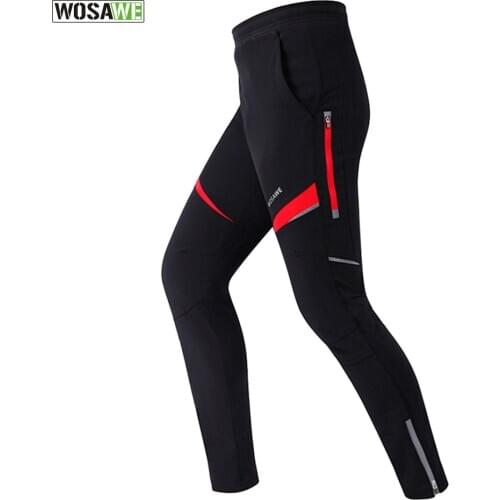 WOSAWE Men Fleece Thermal Cycling Pants Winter Windproof Waterproof Tights & Pants Bicycle MTB Road Bike Clothing Sportswear
