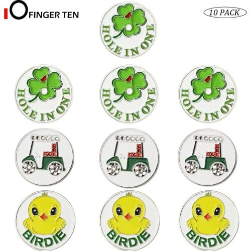 10 Pack Assorted Patterns Golf Ball Markers Fits All Magnetic Golf Tools Value Set Alloy Soft Enamel Technique Drop Shipping