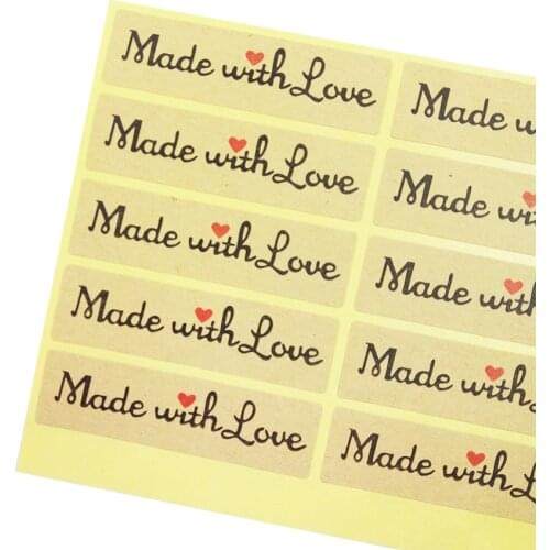 100Pcs "Made With Love" Red Heart Sticker Gift Seal Stickers For Homemade Bakery & Gift Packaging Scrapbooking