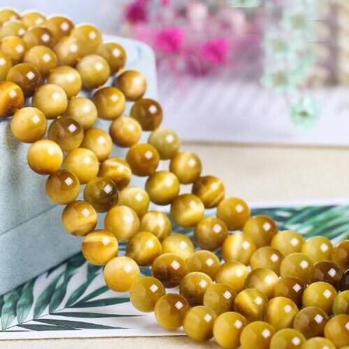 High Quality Natural Yellow Tiger Eye Stone 4/6/8/10/12/14/16mm Smooth Round Necklace Bracelet Jewelry Loose Beads 38cm wk174