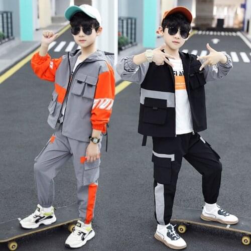 New Spring Autumn Girls Clothing Suits Sweatshirts + Coat +Pants 3pcs/Set Pullover Kids Teenager Outwear Sport Beach School