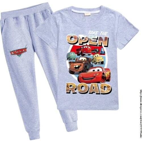 Disney McQueen Car Boys Girl Clothes Short Sleeve Tops+Pants Leggings Outfit Kids Tracksuits For Girls Clothiutfits Girls Clothe