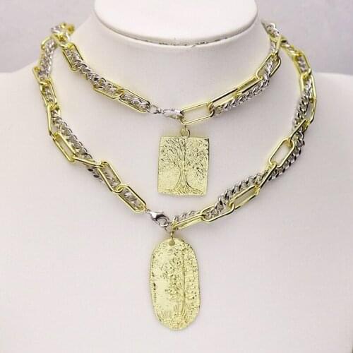 5 Stand Punk jewelry necklace exaggerating handmade Geometric Pendant necklace metal necklace accessories women necklace 7372