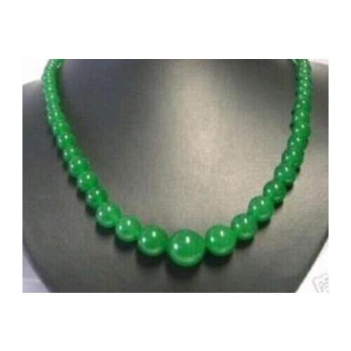 New Exquisite 6-14mm Green Jade Gems Jewelry Necklace 17"