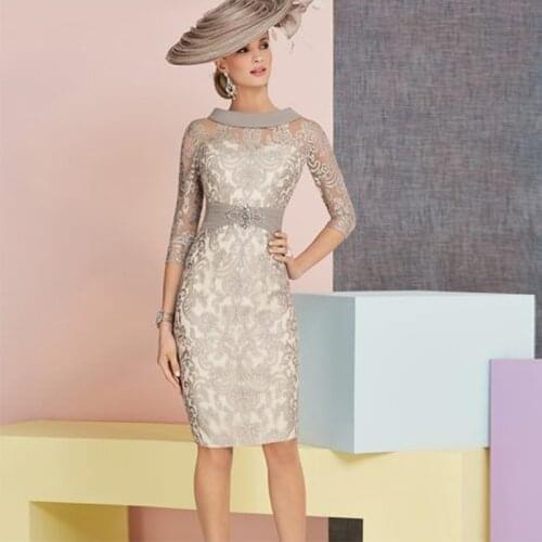 Elegant Mother Of The Bride Dresses Tulle Appliques Pleat Bateau Half Sleeve Zipper A-Line Gowns Novia Do 2021 New Party