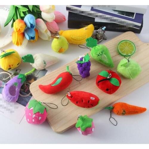 Plush Fruits Vegetables Pendants Keychain Pear Strawberry Plush Toys Gift Birthday Party Favor Christmas Halloween