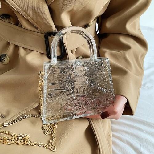 Ice Crack Transparent Lipstick Bags Chain Jelly Womens Shoulder Bag Female Designer Luxury Crossbody Bag PVC Mini Handbag Purse