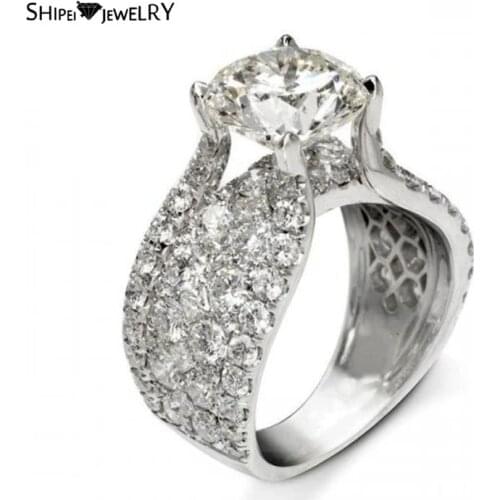 Shipei 100% 925 Sterling Silver Round Cut Moissanite Diamonds Gemstone Anniversary Luxury Personality Rings Fine Jewelry