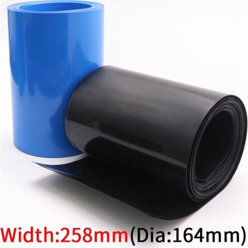 Dia 164mm PVC Heat Shrink Tube Width 258mm Lithium Battery Insulated Film Wrap Protection Case Pack Wire Cable Sleeve Black Blue