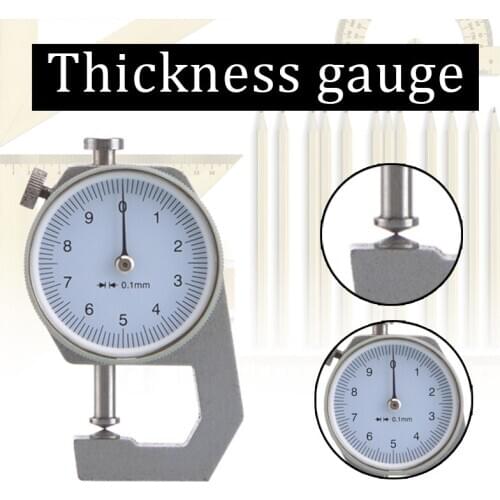 Round Dial Thickness Gauge Range 20mm Accuracy 0.1mm Metal Paper Leather Craft Tool