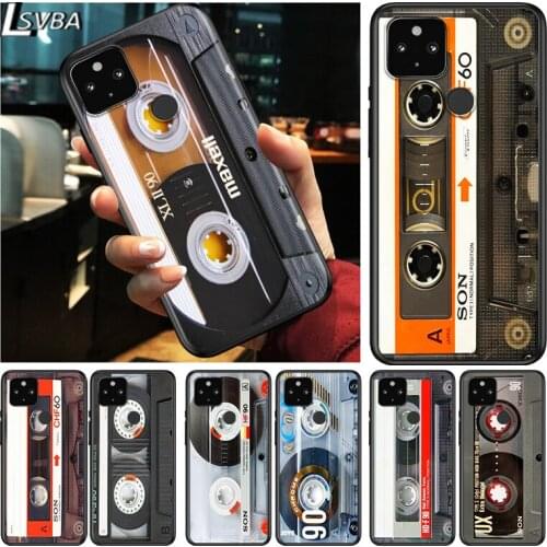 Vintage tape retro style Shockproof Cover for Google Pixel 5 4 5A 4A XL 5G Black Phone Case Shell Soft Fundas Coque Capa