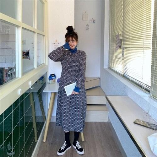 Womens Dresses Japanese Harajuku Ulzzang Casual Ins Vintage Loose Floral Dress Female Korean Kawaii Cute Clothing For Women
