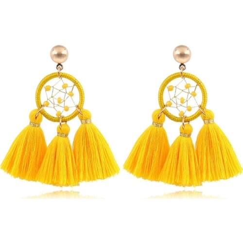 Tassel Earrings For Women Ethnic Big Drop Earrings Bohemia Fashion Jewelry Trendy Cotton Rope Fringe Long Dangle