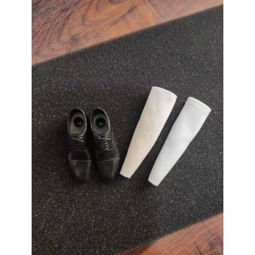 1/6th Agent Leather Suits Black Leather Shoes Model for 12" Male & Female Doll