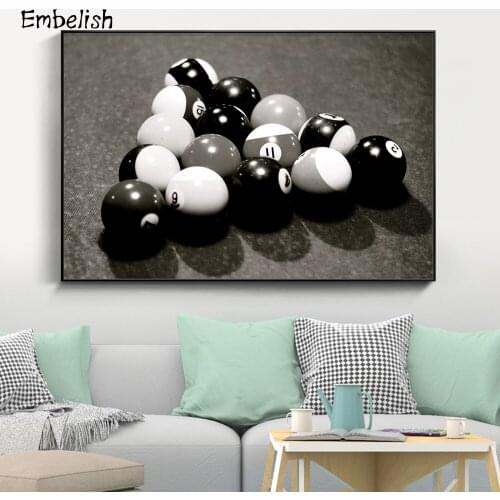 1 Pieces White And Black Billiards Sports Wall Art Pictures For Living Room Modern Home Decor Poster HD Canvas Painting