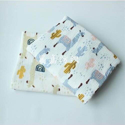 135x50cm New Cartoon Alpaca Cotton Double-Layer Gauze Fabric, Making Home Wear Fabric