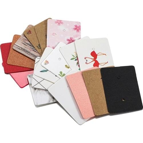 3.5*2.5cm 100Pcs/ Lot Kraft Paper Ear Studs Hang Tag Jewelry Display Card Earring Kraft Paper Tag Ear Ring Paper Hang Price Tags