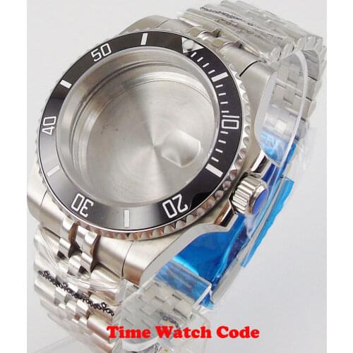 40mm Watch Case Parts Fit For Miyota 8215 ETA 2836 NH35 Movement Sapphire Glass Ceramic Bezel With Steel Bracelet