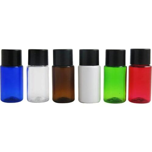 50pcs10ml Amber Clear Blue Travel Portable Plastic PET Bottle with Orifice Reducer Cap Essential Oil Liquid Refillable Bottle