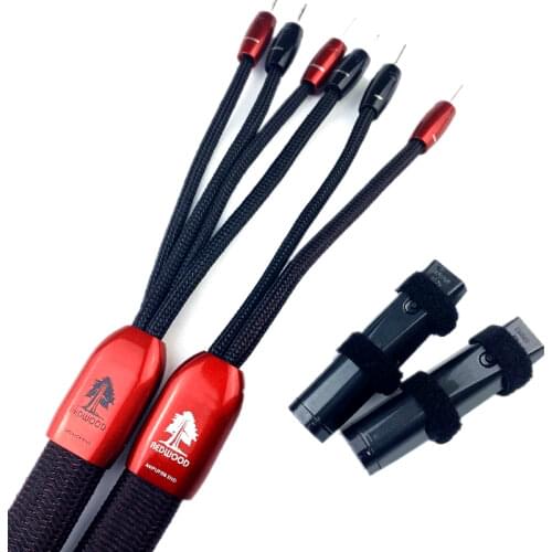 Audiophile Redwood Speaker Cable Banana Plug with 72V DBS Perfect Surface Silver Bi-wire Speaker Wire