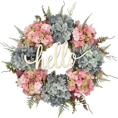 20 Inch Large Hydrangea Wreath Handmade Flower Garland Front Door Home Party Holiday Decor
