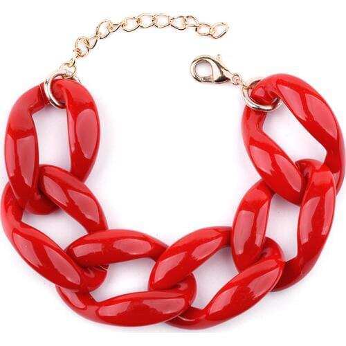 BOJIU 14 Colors Fashion Women Bracelet Basic Plastic Colorful Link Chain Bracelets Red Black Pink Blue Green Jewelry BC199