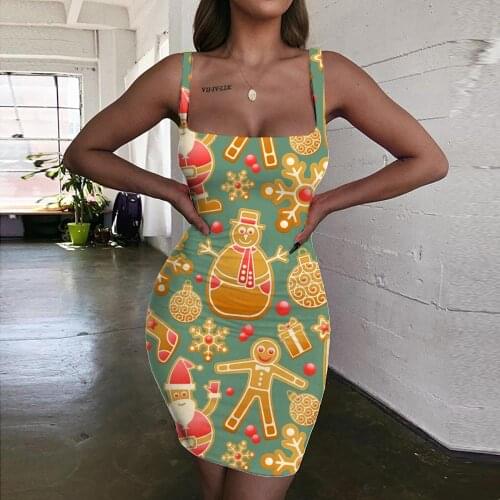 Giyu Brand Christmas Dress Women Santa Claus Bodycon Dress Animal Sundress Snowflake Vestido Sexy Womens Clothing Club Vintage