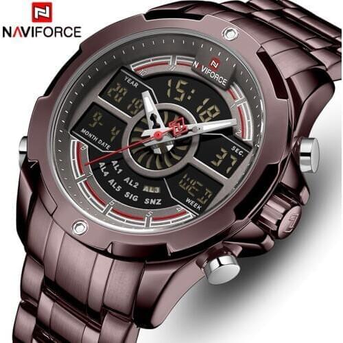 Men Watch Top Luxury Brand New NAVIFORCE Fashion Quartz Men’s Watches Stainless Steel Waterproof Wristwatch Analog Digital Clock