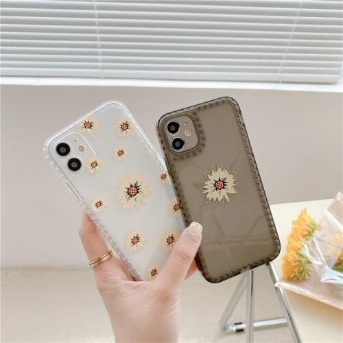 Spiral Border Chrysanthemum Pattern Phone Case For iPhone 11 12 Pro xs Max 6 6S 7 8 Plus X XR 12 Mini Cute Flower phone Cover