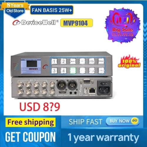 DeviceWell MVP9104 4-CH Quad Screen SDI 4K Monitor Multiview