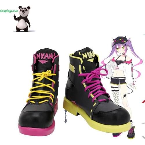 CosplayLove Hololive Youtuber Vtuber Tokoyami Towa Black Cosplay Shoes Long Boots Leather Custom Made