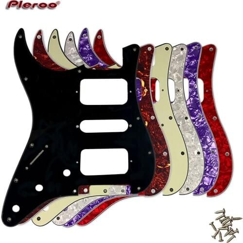 Pleroo Parts - For Left Handed USA\Mexico Fd Strat 11 Screw Holes HSH Two Humbuckers Single St Guitar Pickguard Scratch Plate