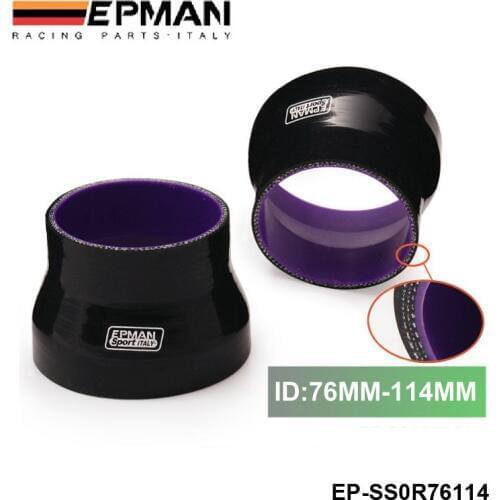 EPMAN 3"-4.49" 76mm-114mm INCH PIPE TURBO SILICONE Black For Ford Mustang01-04 EP-SS0R76114