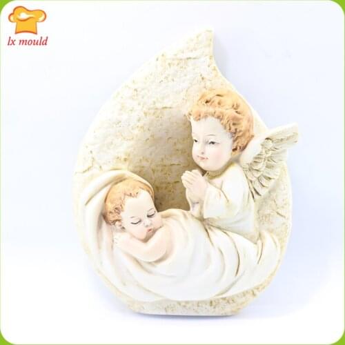 LX MOULD new sleeping mature angel candle silicone mold home soap plaster soft clay mold