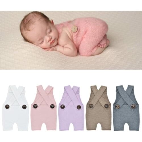 Hot Sale Newborn Photography Prop Button Overalls Pants Baby Photo Shoot Romper Outfit