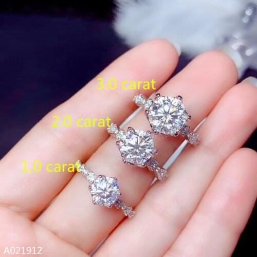 KJJEAXCMY fine jewelry 1.0-3.0 carat identification certificate for womens ring with moss diamonds in 925 sterling silver