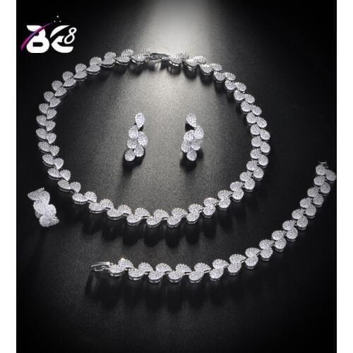 Be 8 Fashion AAA Cubic Zirconia Water-drop Women 4pcs Set Jewelry Necklace Earring Bracelet Finger RingParure Bijoux Femme S143