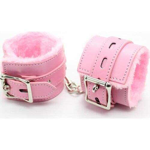 Manyjoy Exotic Accessories Adjustable PU Leather Plush Hand Cuffs Ankle Handcuffs For Restraints Sex Bondage Handcuffs Sex Toy