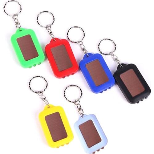 Mini Portable Solar Power 3 LED Light Keychain Keyring Torch Flashlight with Re-chargeable Built-in Battery Outdoor Tools