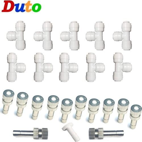 DIY misting kit include 12pcs quick connect nozzle kit 10pcs white 3way-connector 1 end plug for irrigation misting system
