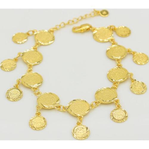 New Arrival Coin Bracelet for Women/Girls Gold Color Money Sign Jewelry Islam Muslim Ancient Coins Gifts