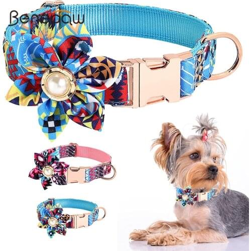 Benepaw Flower Girl Dog Collar Comfortable Adjustable Soft Decoration Flower Puppy Pet Collar For Small Medium Large Dogs